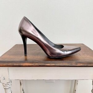 Metallic Silver Stuart Weitzman Heel size 9 stiletto pump 90 y2k pewter pointed